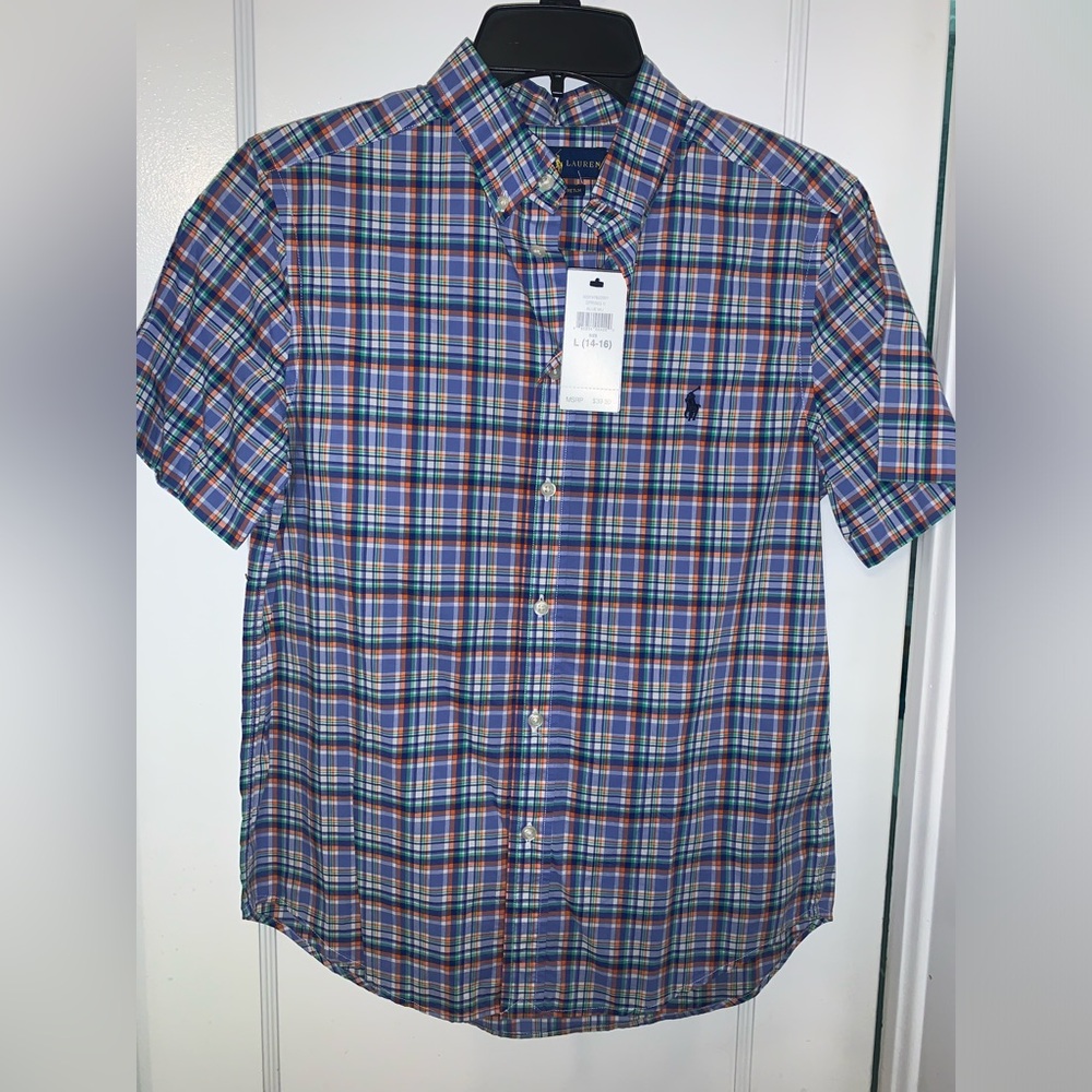 New with tags Ralph Lauren short sleeve button down shirt. Large youth 14/16